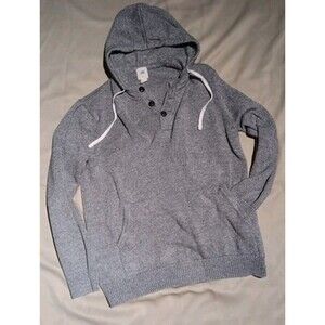 H&M L.O.G.G Gray Knit Heavy Hooded Sweat Shirt With Buttons Size Large